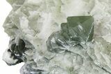 Green, Hedenbergite Included Quartz on Calcite - Mongolia #163991-4